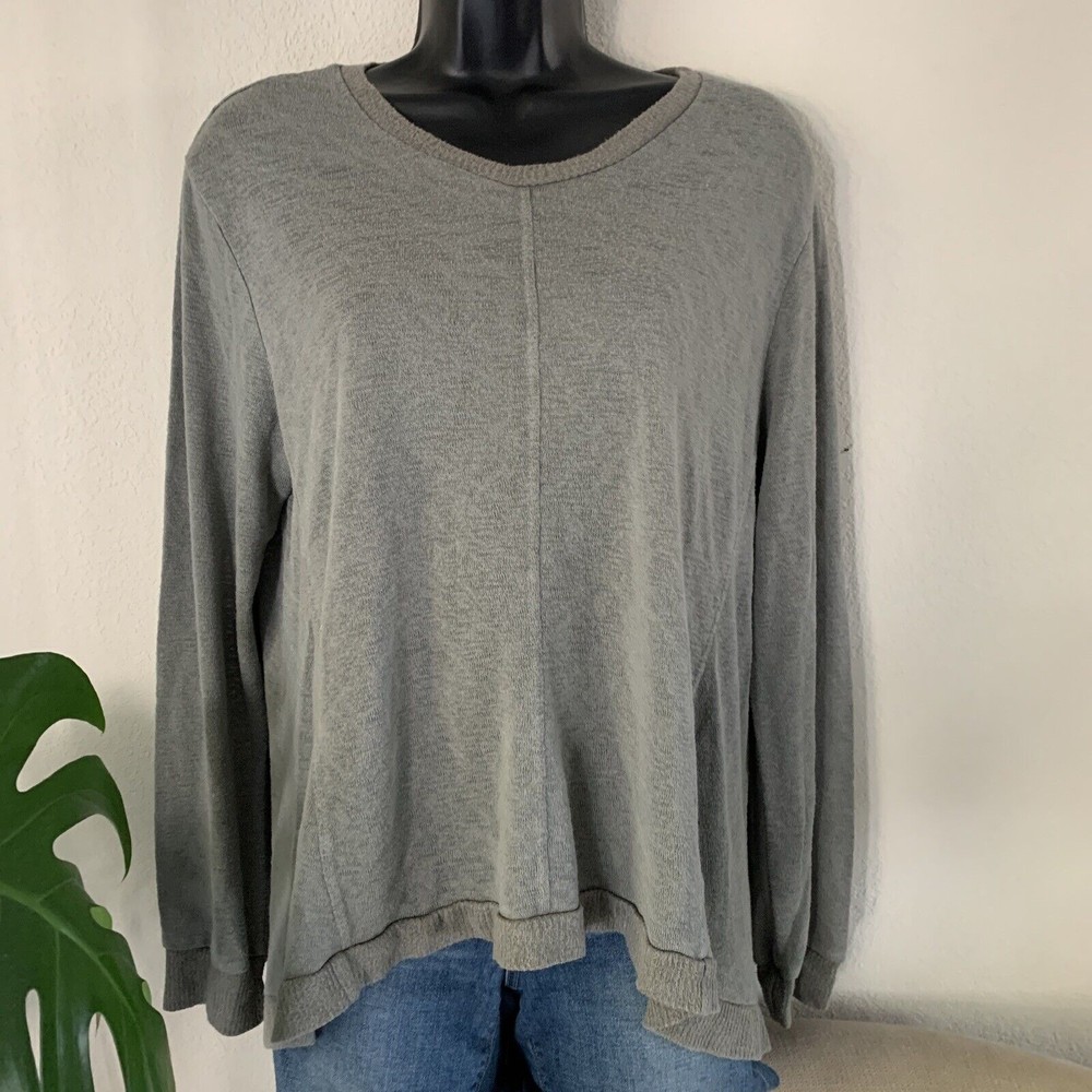 Anthropologie Sleep Till Noon Breezy Sunday Tunic Top M Moss Green Long Sleeve - Picture 6 of 10